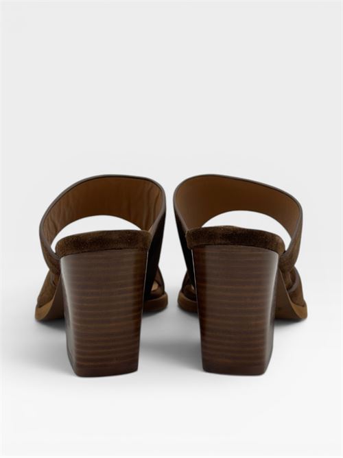 Ciabatte con tacco marroni effetto suede da donna IL LACCIO | PERLA05VELOURCHOCCOLATE